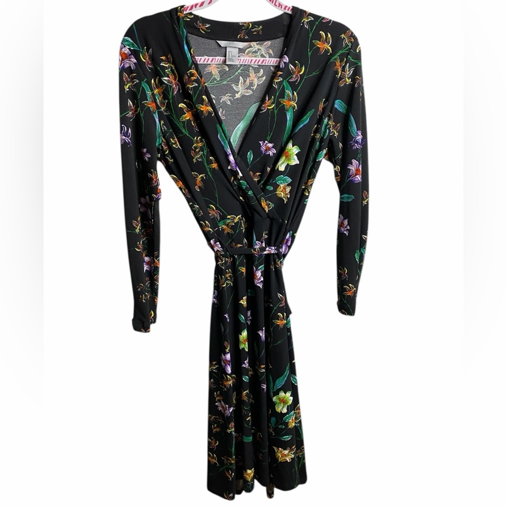 H&M Black Dress with Colorful Floral Design